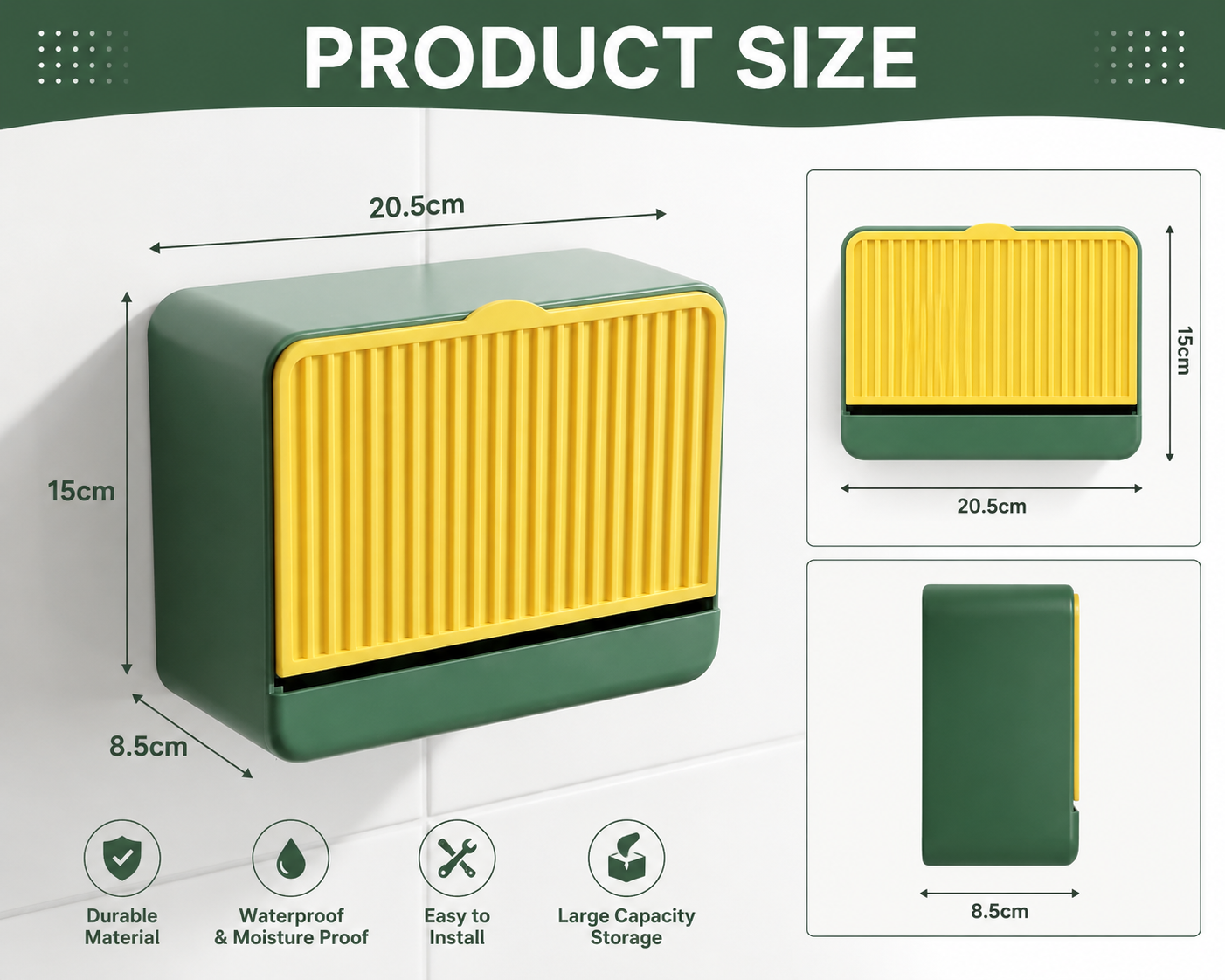 Wall Mounted Self Draining Soap Holder, Flip Cover Soap Holder with Drain Tray, Bathroom Soap Organizer with Drain Tray