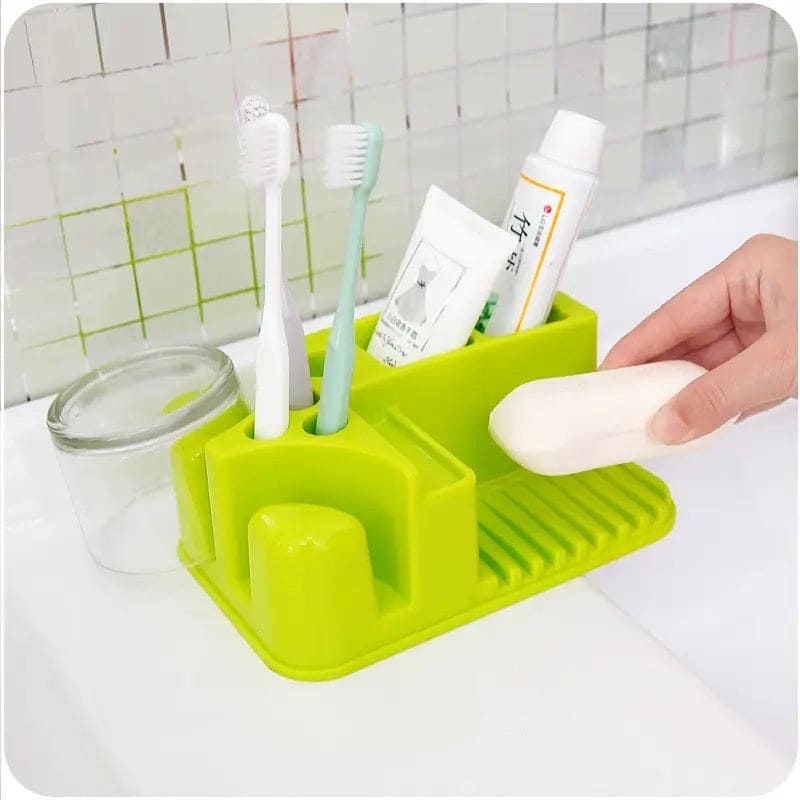 Rinsing Toothbrush Soap Holder, Bathroom Drain Holder Storage Box, Multifunctional Rectangular Toothpaste Holder Storage Rack, Toothpaste Toothbrush Soap Rinsing Mug Drainer