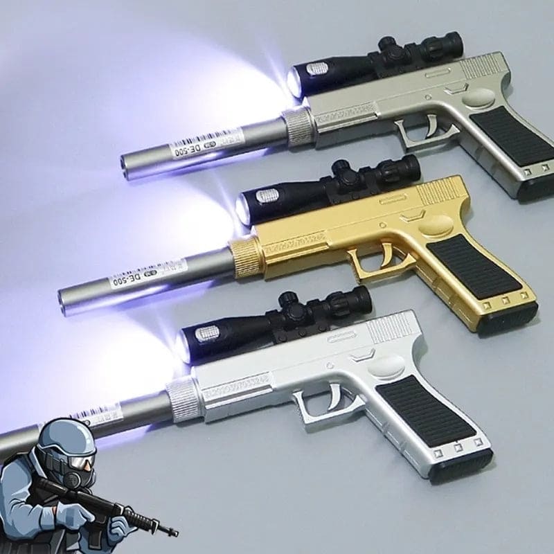 Pistol Shape Gel Pen, Creative Gun Shape Gel Pen Light, ED Weapon Gel Pen, Refill Pen, Stationery School Supplies, Gun Toy Gel Pen, Sniper Rifle Gel Pen for School Student Writing Kids