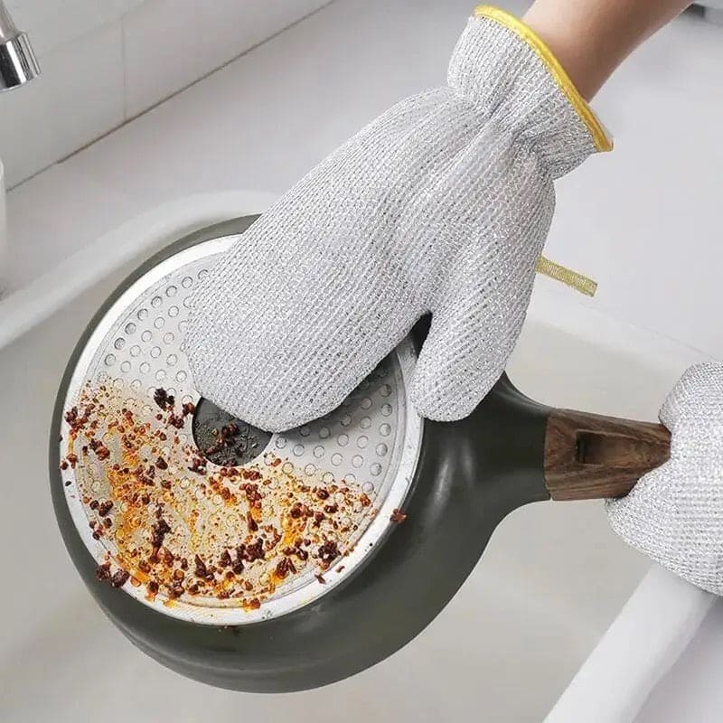 Steel Wire Dishwashing Glove, Multipurpose Anti Swiss Cleaning Rag, Waterproof Kitchen Cleaning Gloves, Oil-free, Silver Wire Dish Cleaning Glove, Multifunctional Non-Scratch Wire Dish Cloths