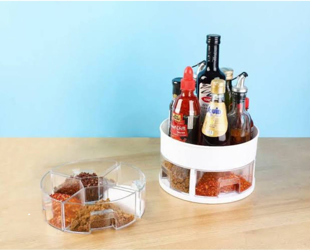 360° Rotating Kitchen Storage Rack, Multifunctional Rotatable Spice Storage Shelf, Seasoning Kitchen Organizer With Base, Rotatable Condiment Rack