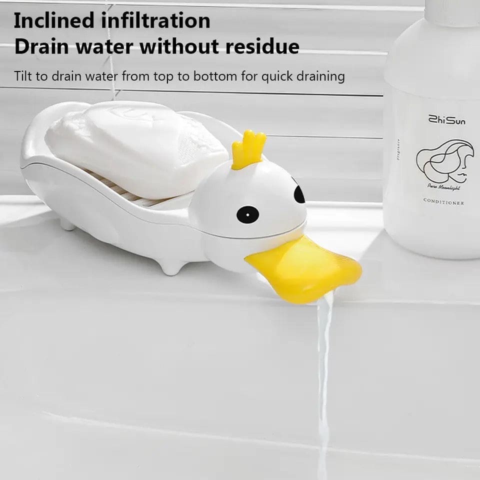 Crown Duck Soap Dish, Cute Duck Soap Dish With Drain, Double Wall Soap Box, Separatable Cartoon Soap Box, Bathroom Kitchen Sink Countertop Soap Box