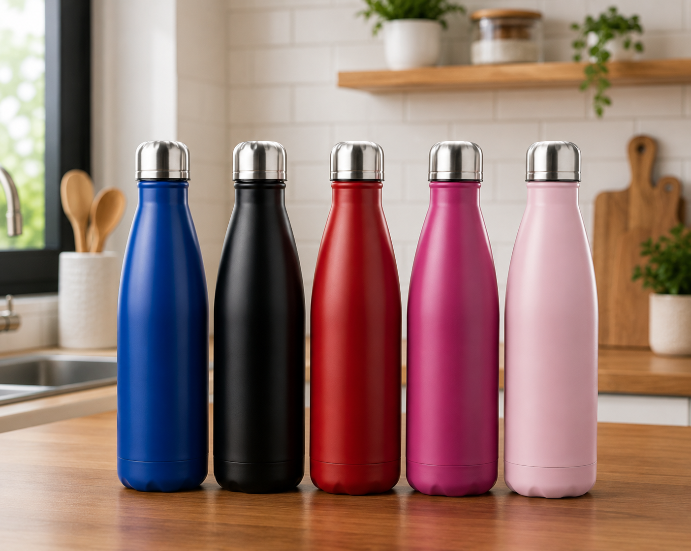 Printed Stainless Steel Vacuum Insulated Bottle, Matte Finish Thermal Water Bottle, Leakproof Thermal Water Bottle