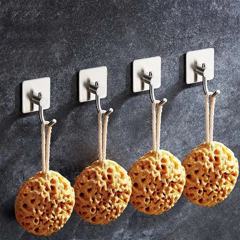 Stainless Steel Square Hook, Home Kitchen Wall Door Hanger, Self Adhesive Multipurpose Rustproof Hook, Wall Mount Clothes Hook, Heavy Duty for Wall Sticking Hooks