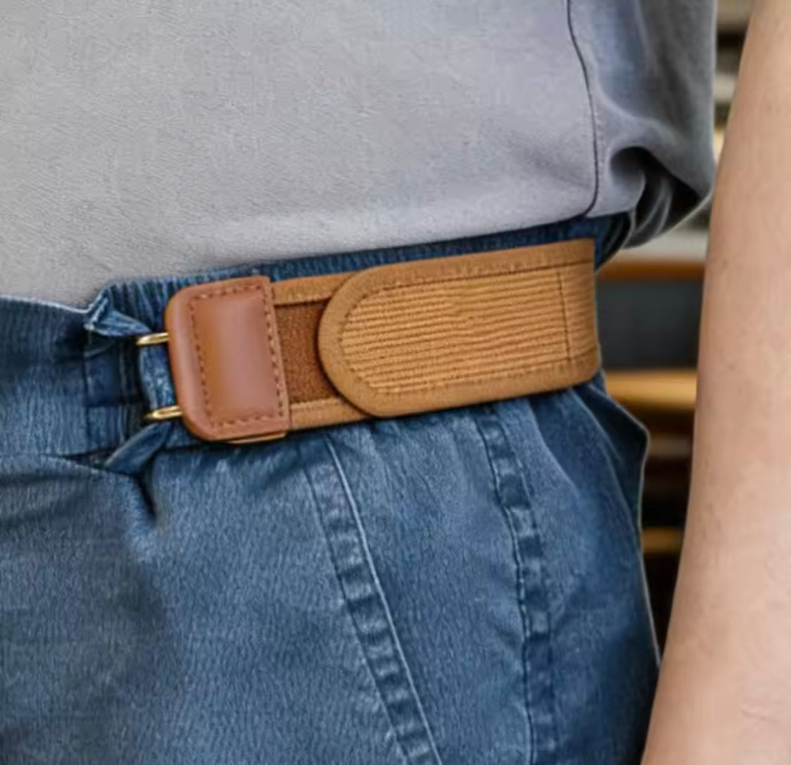 Pack Of 2 Adjustable Metal Hook Elastic Waist Belt, Comfortable Buckle Less Waistband, Unisex Waist Straps