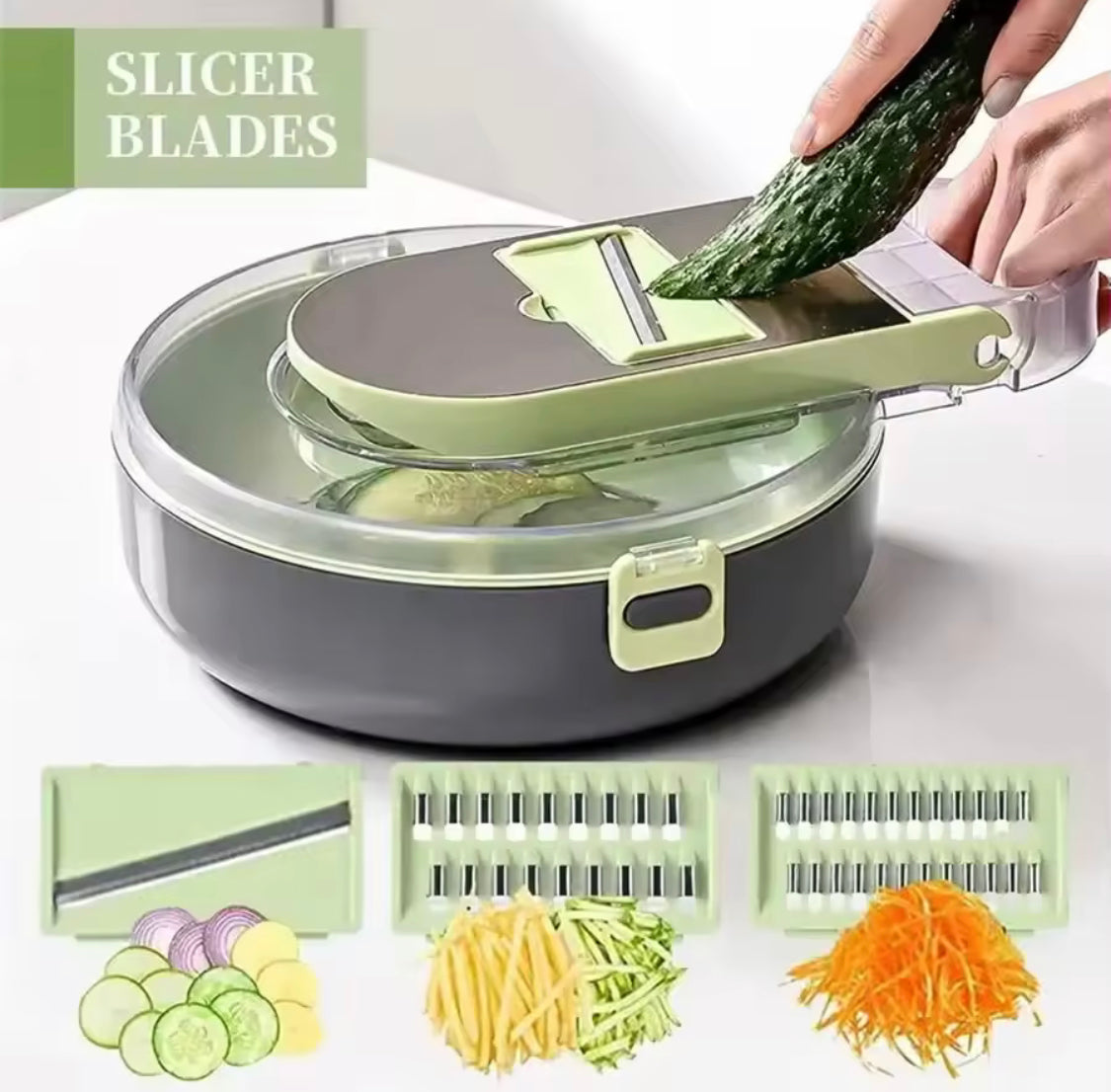 14 In 1 Vegetable Chopper, Draining Vegetable Cutter With Stainless Steel Blades, Manual Hand Food Chopper, Kitchen Gadget