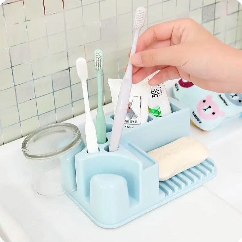 Rinsing Toothbrush Soap Holder, Bathroom Drain Holder Storage Box, Multifunctional Rectangular Toothpaste Holder Storage Rack, Toothpaste Toothbrush Soap Rinsing Mug Drainer