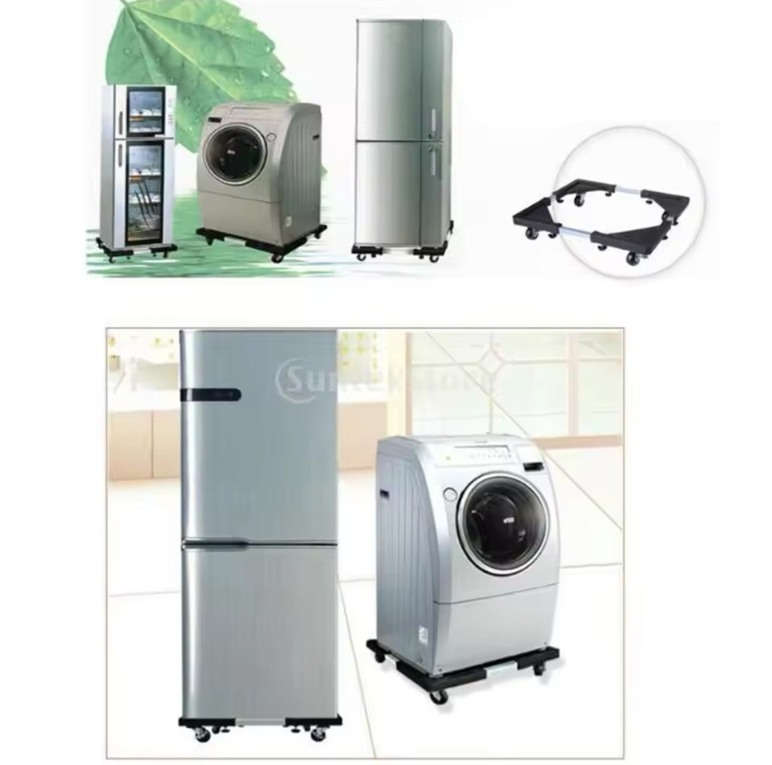 Multifunctional Movable Floor Trolley Stand, Washing Machine Fridge Stand, Adjustable Base Rack Stand With Universal Wheels
