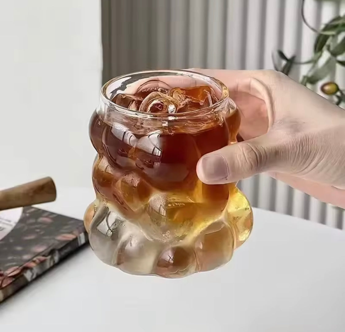 Transparent Bubble Texture Coffee Mug, Elegant Bubble Glass Tumbler, Aesthetic Bubble Design Glass Cup, Crystal Bubble Pattern Drinking Mug