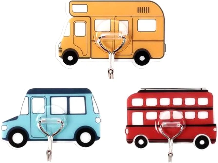 Set Of 3 Car Pattern Wall Hooks, Nursery Decor Room Hooks, Wall Mounted Coat Rack Towel Hanging Hooks