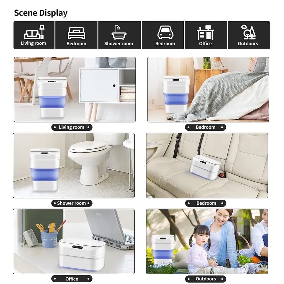 Smart Trash Can With Lid, Touchless Automatic Motion Sensor Trash Bin, Foldable Mini Trash Can, Collapsible Trash Bin, Creative Household Bathroom Garbage Storage Box, Waste Bin Garbage Can
