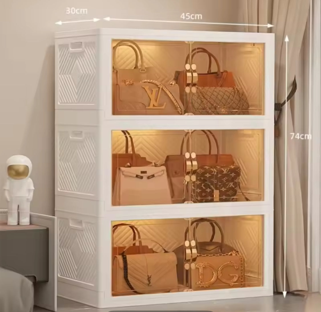 Multi Layer Foldable Storage Cabinet, Bedroom Closet Organizer With Doors, Portable Wardrobe Cabinet, Clothes Storage Organizer, No Installation Storage Cabinet, Plastic Folding Storage Cabinet