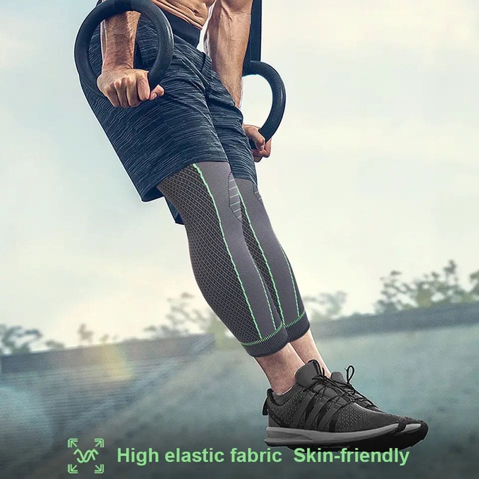 1 Pc Compression Knee Pad With Strap, Long Full Legs Sleeve, Arthritis Relief Running Gym Sport Knee Pad, Elastic Long Kneepad Brace, Warm Belt Knee Massager, Leg Self Heating Support Knee Pad