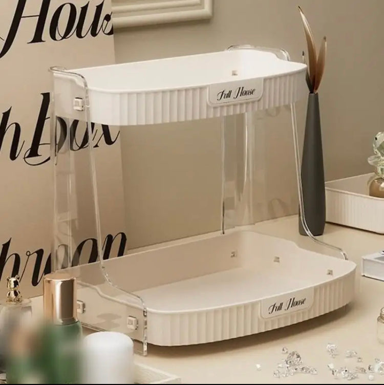 Double Layer Bathroom Organizer Shelf, Cosmetic Storage Rack, Makeup Storage For Desk