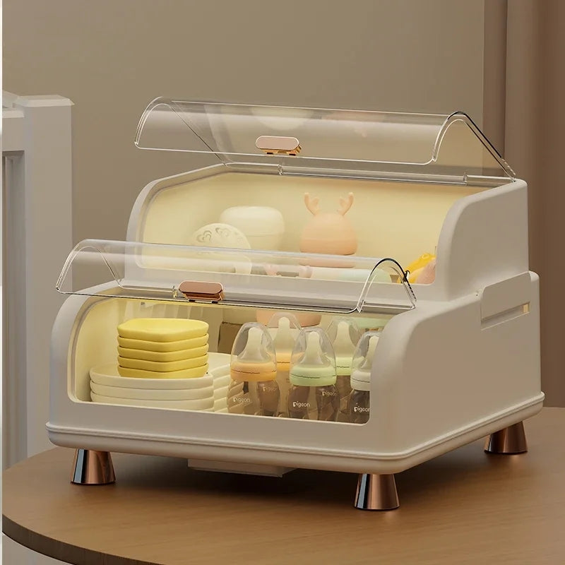 Double Layer Kitchen Dish Rack with Lid, Dustproof Dish Rack Organizer, Kitchen Dish Drying Rack, Multifunctional Storage Organizer