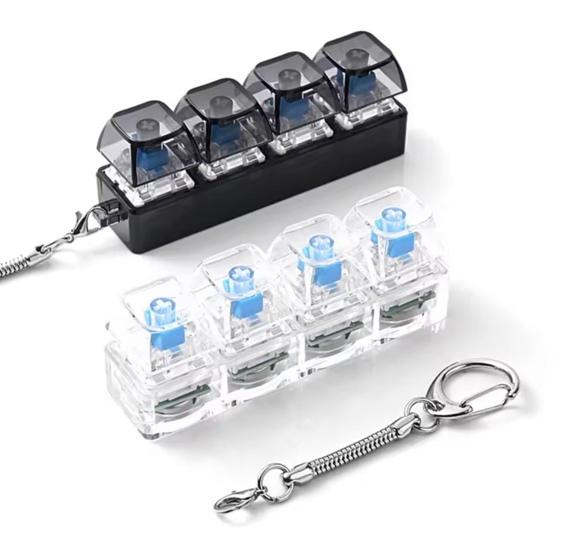 Keyboard LED Fidget Keychain, Mini RGB Fidget Switch Keychain, Mini Mechanical Key Switch Toy, Pocket Stress Relief Clicker