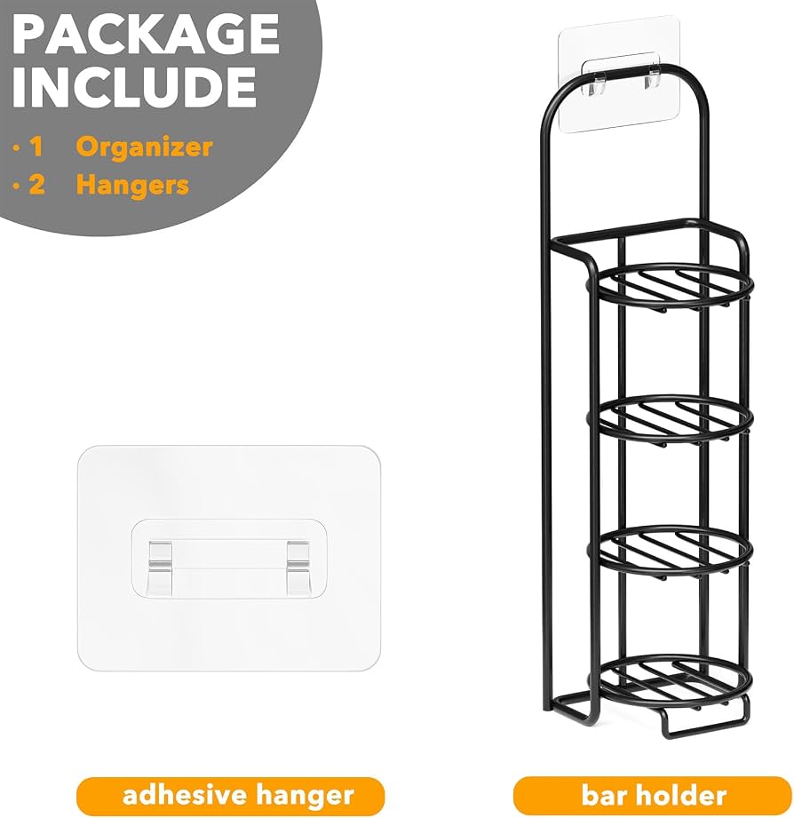 4 Tier Stainless Steel Soap Bar Holder, Self Draining Soap Bar Holder, Wall Mounted Multifunctional Rack, Magic Sticker Shower Rack Shelf