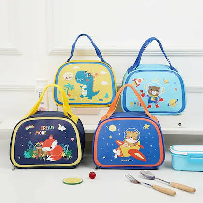 Animated Kids Thermal Lunch Bag, Kids Picnic Tiffin Bag, Handheld Insulated Lunch Box Bag, Children Cute Lunch Box Bag, Food Storage Bag