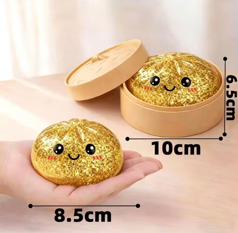 Mini Glitter Dumpling Squishy Ball, Soft Glitter Squishy Ball for Kids Kawaii Glitter Squishy Stress Ball, Soft Sensory Fidget Toy, Cute Glitter Gel Squishy Toy