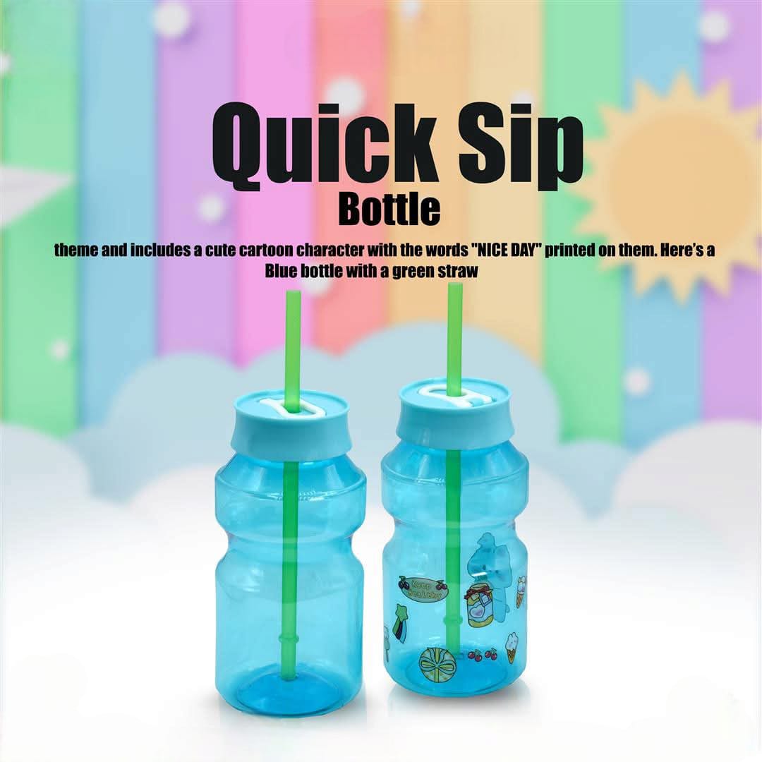 500ml Quick Sip Water Bottle, Kids Cartoon Drinking Water Bottle, Kids Cartoon Water Bottle With Straw