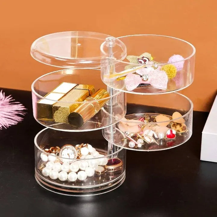 Acrylic Transparent Rotating Jewellery Box, 5 Layers Round Shape Jewellery Organizer, Multilayer Rotating Jewelry Box,