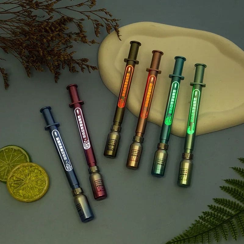 Luminous Vaccine Gel Pen, Doctor Nurse Pen, Syringe Neutral Pens, Syringe Modeling Gel Pen, Student Stationery Pen, School Office Supplies Gel Pen, Creative Syringe Shape Gel Pen