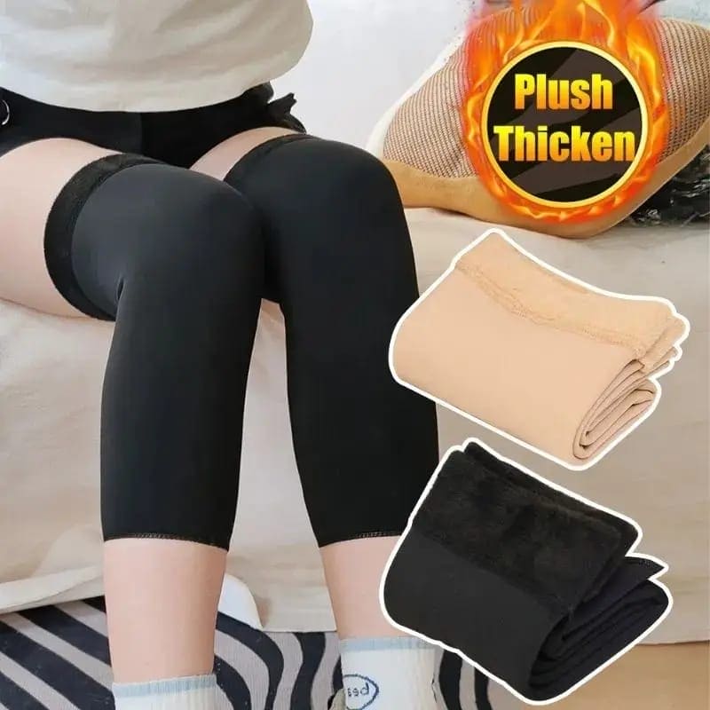 Thigh Warm Footless Socks, Unisex Fleece Knee Warmers Legging, Winter Knit Warm Long Leg Warmer, Warm Boot Cuffs Long Sock, Thin Outdoor Knee Compression Sleeve