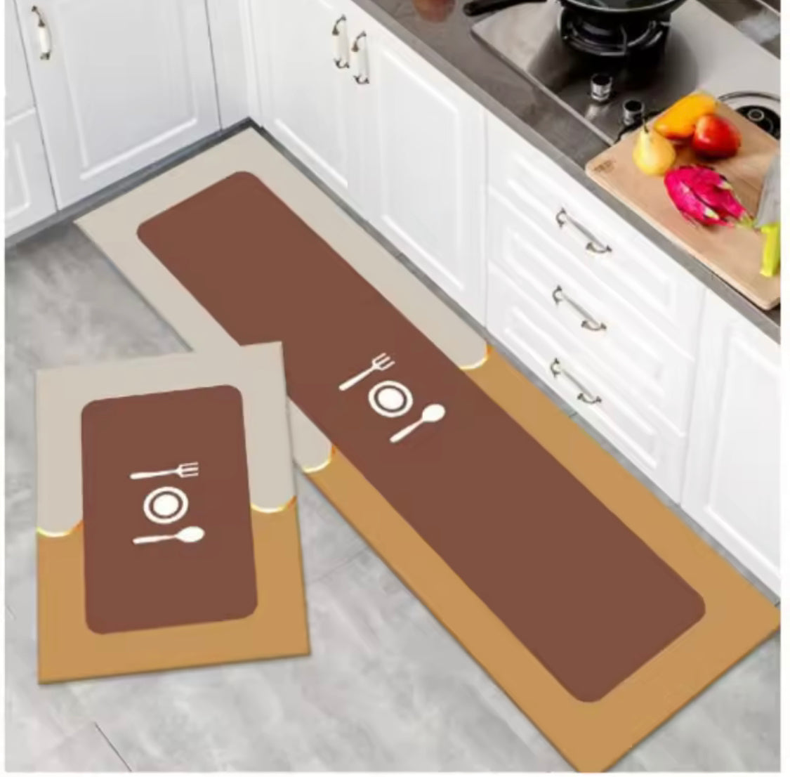 2Pcs Water Absorbent Kitchen Mat, Kitchen Mat Bedroom Long Rug, Anti Slip Floor Mat, Modern Kitchen Mat
