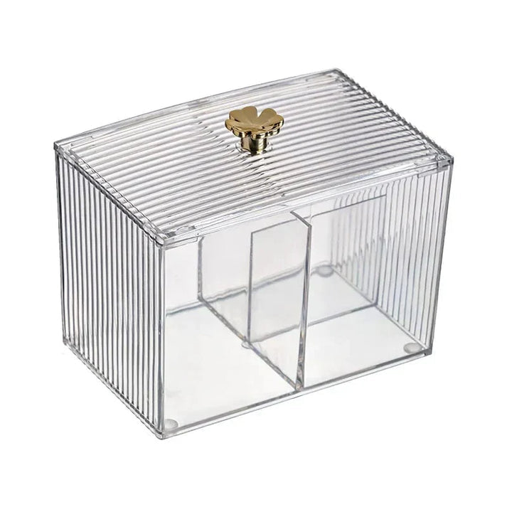 Acrylic Cotton Bud And Makeup Storage Box, Transparent Cosmetic And Cotton Organizer, Vanity Essentials Storage Box
