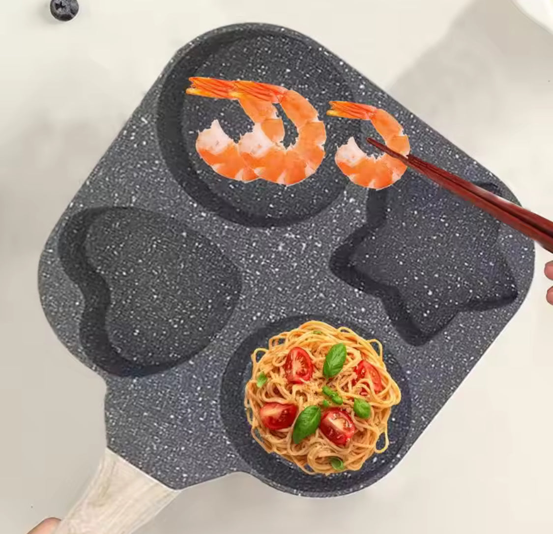 4 In 1 Heat Resistant Omelette Pan, Creative Heart Round Star Shape Frying Pan, Non Stick Frying Pan, Household Breakfast Maker Pan