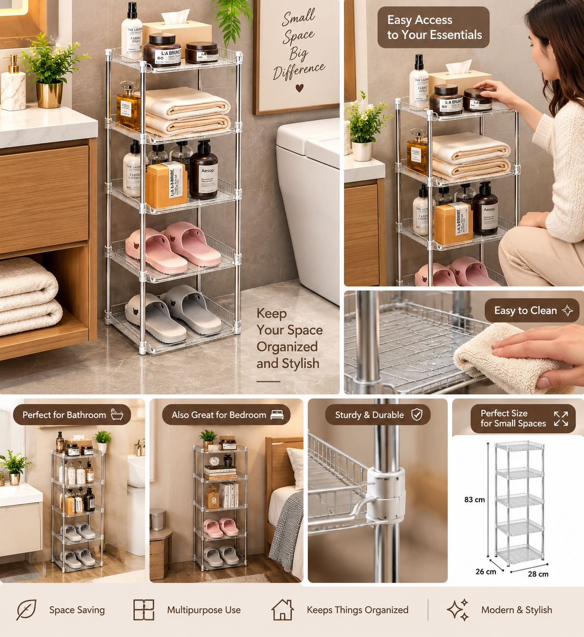5 Tiers Vertical Transparent Shoe Rack Organisers, Space Saving Standing Vertical Shoes Racks, Corner Slim Shoes Shelf Cabinet