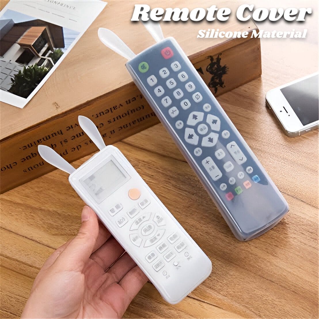 Silicon Rabbit RC Cover, Universal Home TV Remote Control Cover, Transparent Noctilucent Cover, Waterproof Clear Protector Skin Pouch Bag, Dust-proof Anti-fall Rabbit Ear Protective Case