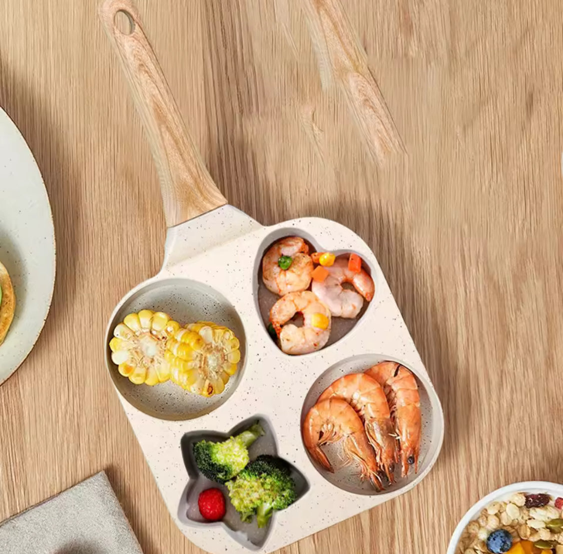 4 In 1 Heat Resistant Omelette Pan, Creative Heart Round Star Shape Frying Pan, Non Stick Frying Pan, Household Breakfast Maker Pan