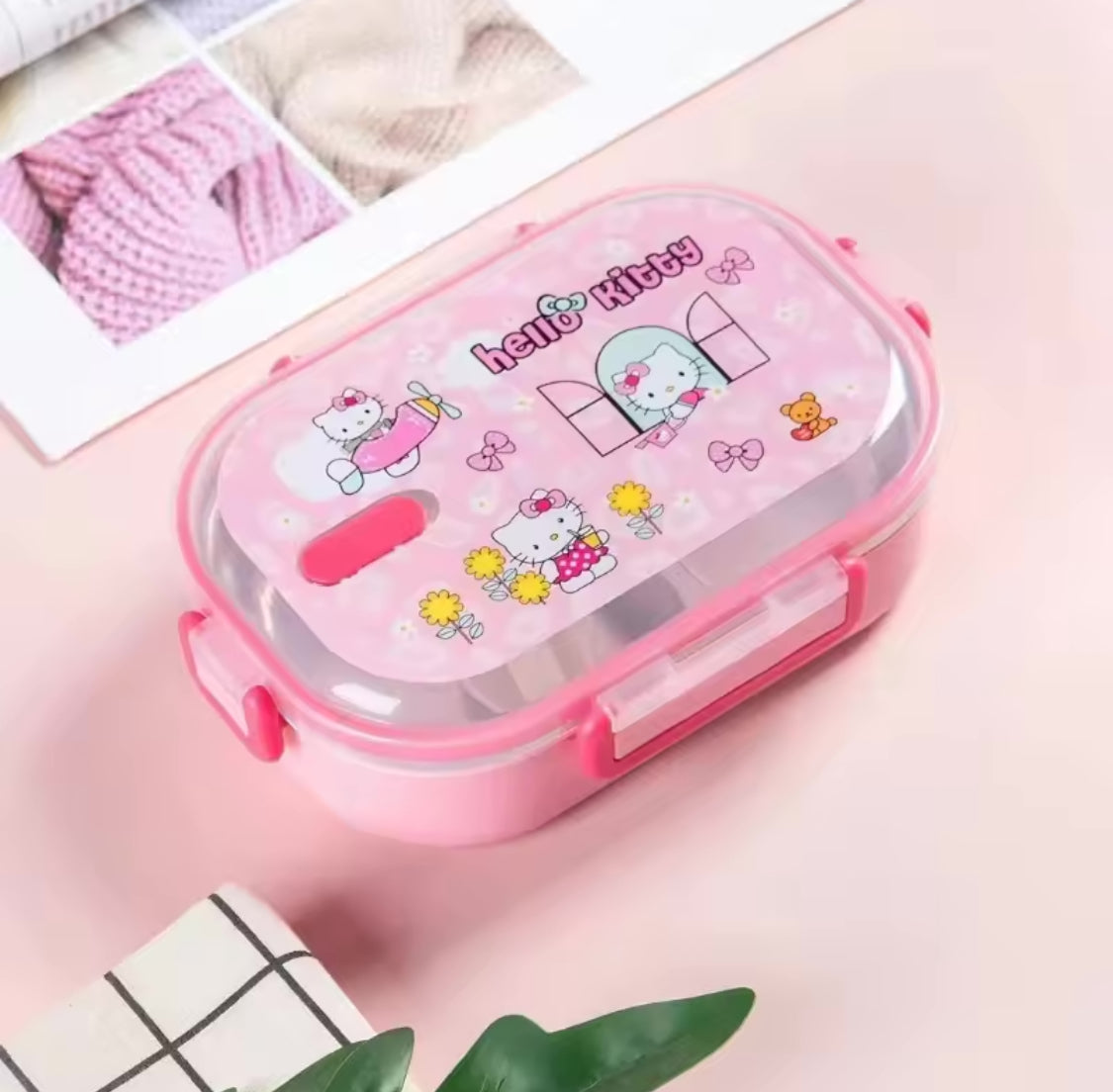 Hello Kitty Stainless Steel Lunch Box, Kawaii Anime Portable Girl Bento Box, Cute Kids Food Picnic Box