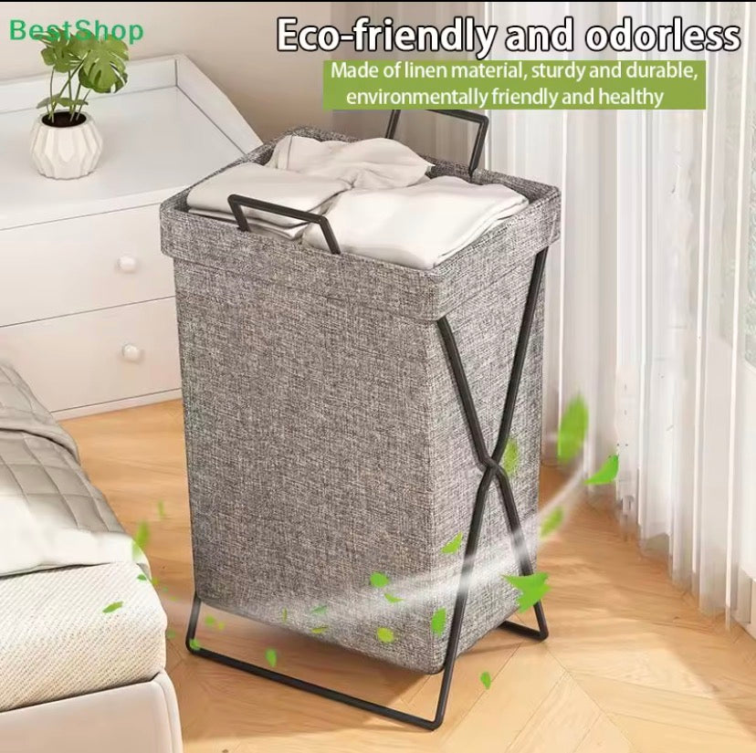 Large Capacity Foldable Iron Frame Laundry Basket, Waterproof Dirty Clothes Storage Basket, Laundry Hamper