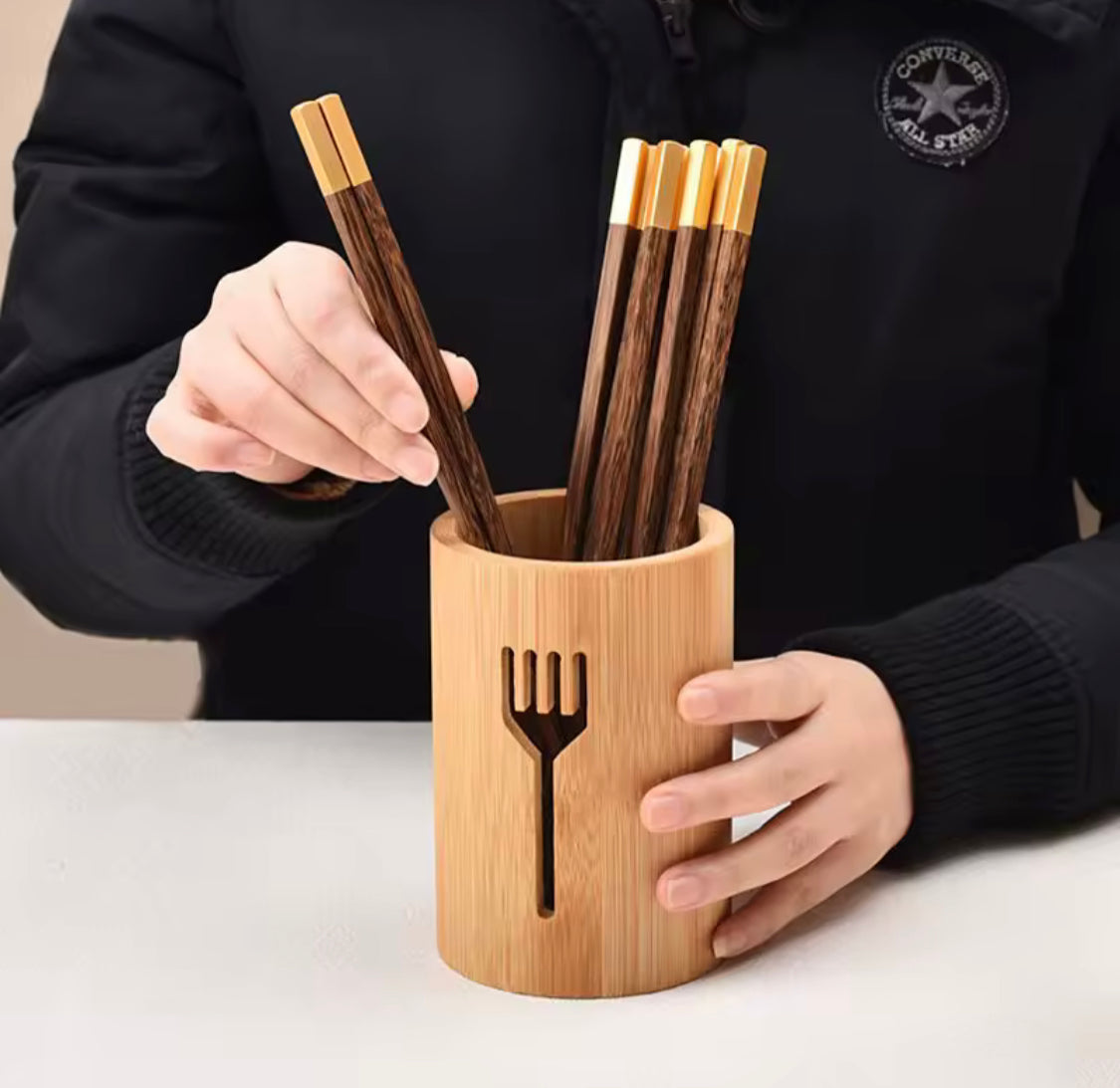 Eco Friendly Natural Bamboo Chopsticks Holder, Kitchen Storage Holder, Multifunctional Household Tableware Spoon Box