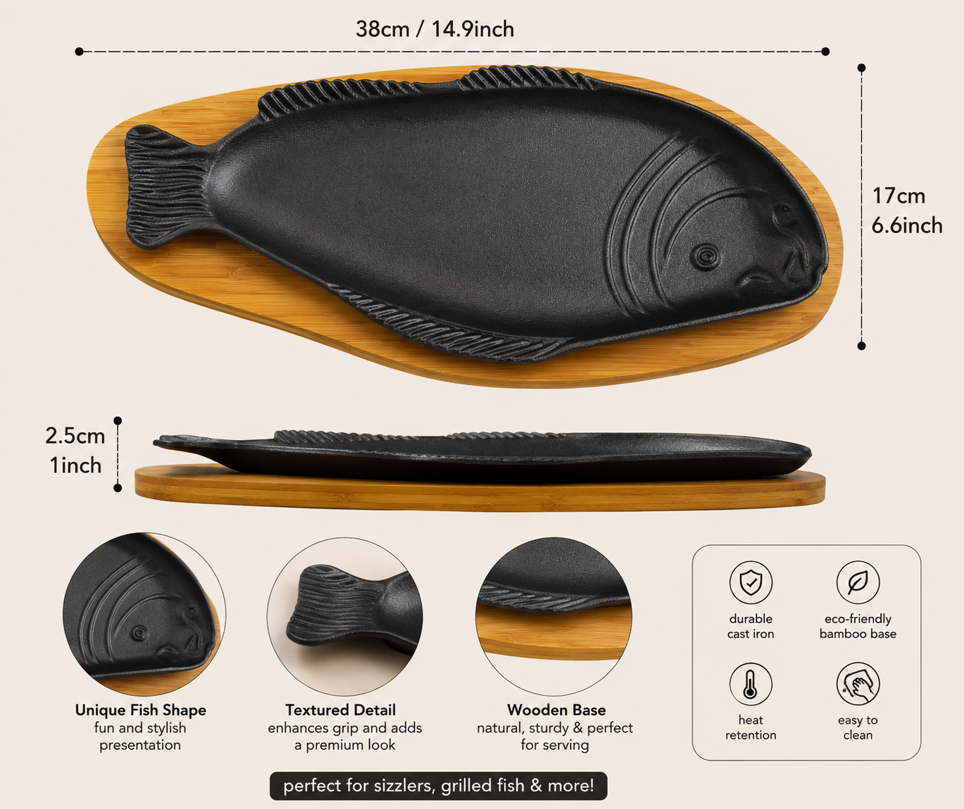 Wooden Seafood Serving Platter, Fish Shape Wooden Serving Platter, Elegant Seafood Serving Platter with Wooden Base