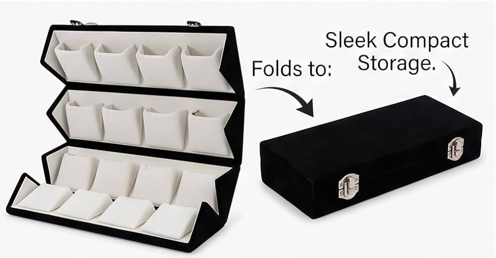 Foldable Earring Organiser Box, Portable Jewellery Display Storage, Large Capacity Necklace And Jewellery Organizer, Elegant Velvet Jewellery Storage Case