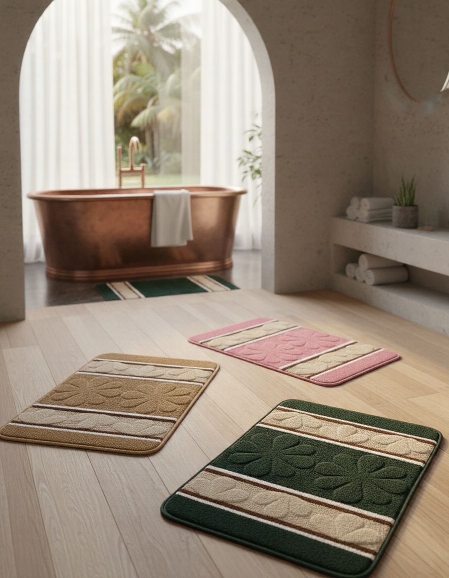 Luxury Anti Slip Bath Mat, Absorbent Microfiber Bath Mats, Non Slip Spa Quality Bath Mats