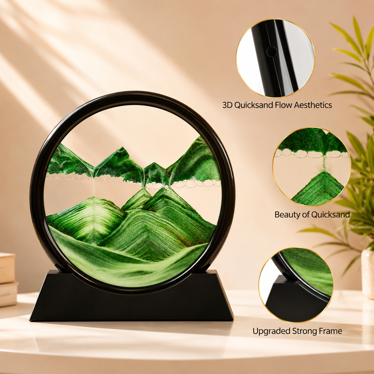 3D Moving Sand Art Frame, Creative Flowing Sand Painting, Modern Sand Motion Art, Desktop Sand Art Decoration