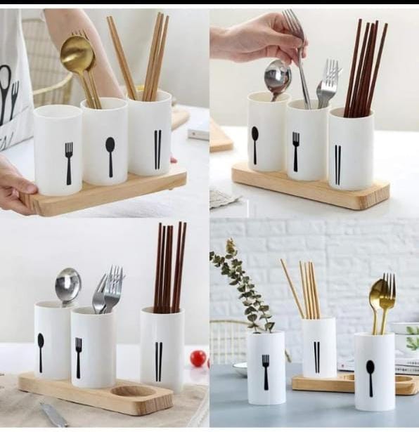 3 Grid Cutlery Holder, Kitchen Storage Holder, Multifunctional Household Tableware Spoon Fork Drain Box, High-grade Organizer Rack