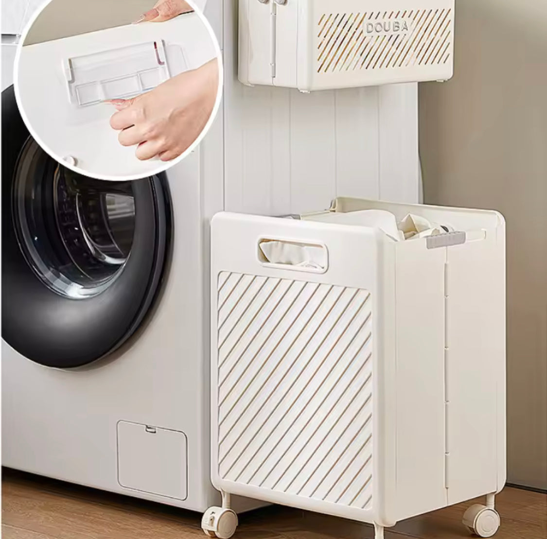 Foldable Clothes Storage Basket With Wheels, Multifunctional Laundry Basket, Household Large Capacity Bathroom Storage Basket