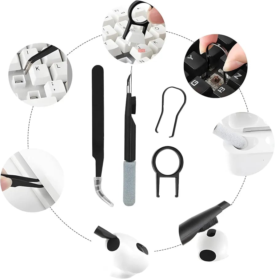 19 In 1 Computer Keyboard Cleaner Kit, Multiple Types Cleaning Tool Set, Cleaning Brush Keycap Puller Phone Holder