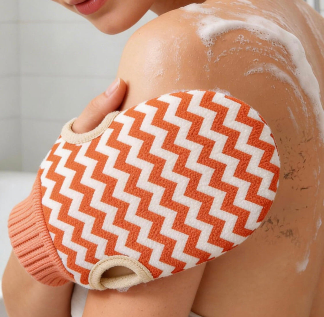 Double Sided Exfoliating Bath Gloves, Back Scrubbing Thickened Mud Gloves, Dead Skin Removal, Thumb Hole Design Body Scrub Glove, Bathing Accessories
