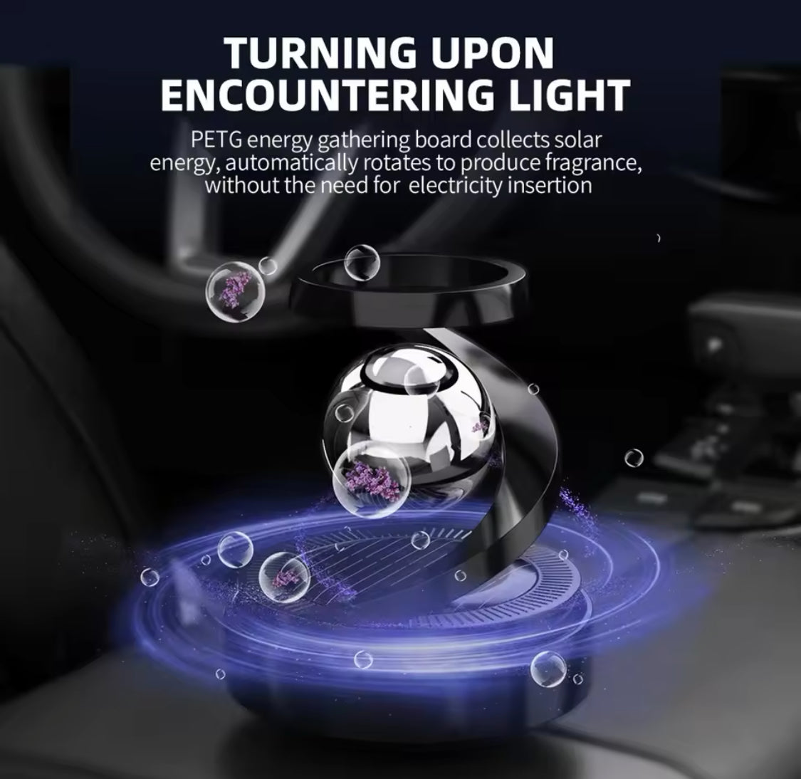 Solar Powered Car Diffuser, Solar Powered Rotating Car Aromatherapy Diffuser, Durable Alloy Fragrance Diffuser, Car Air Freshener Diffuser