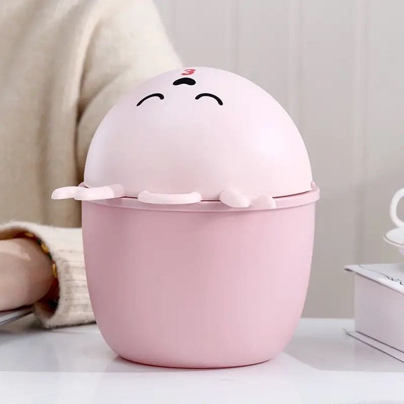 Cartoon Flip-top Trash Can, Mini Cute Desktop Trash Can, Paper Storage Basket Box with, Home Office Bathroom Trash Can, Waste Paper Trash Storage Bin, Garbage Storage Basket, Small Plastic Bin With Lid
