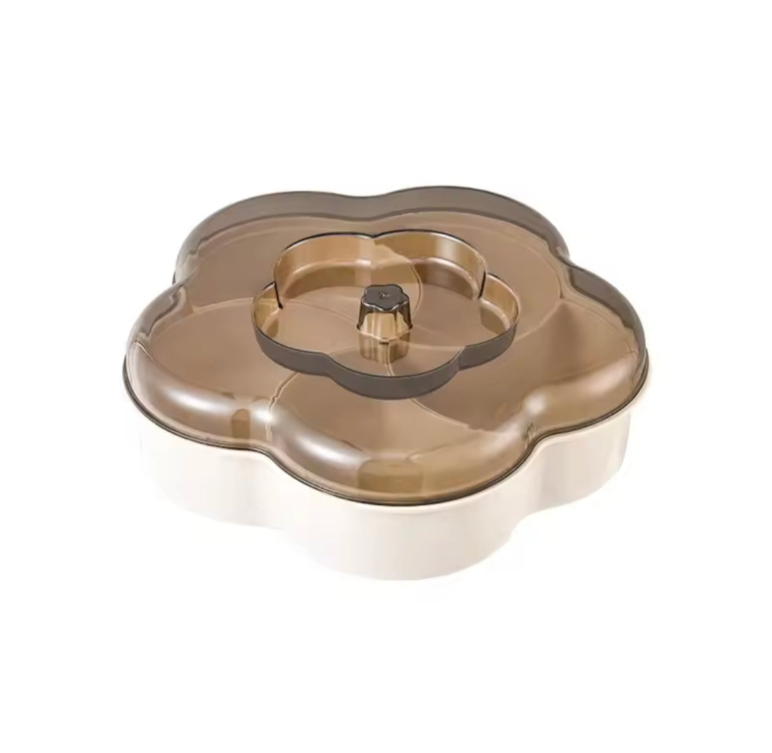Five Compartments Divided Serving Tray With Lid, Dust Proof Dried Fruit Snack Storage Bowl, Large Capacity Modern Divided Serving Platter Box