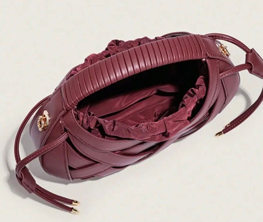 Luxe Woven Crisscross Handbag with Shoulder Strap