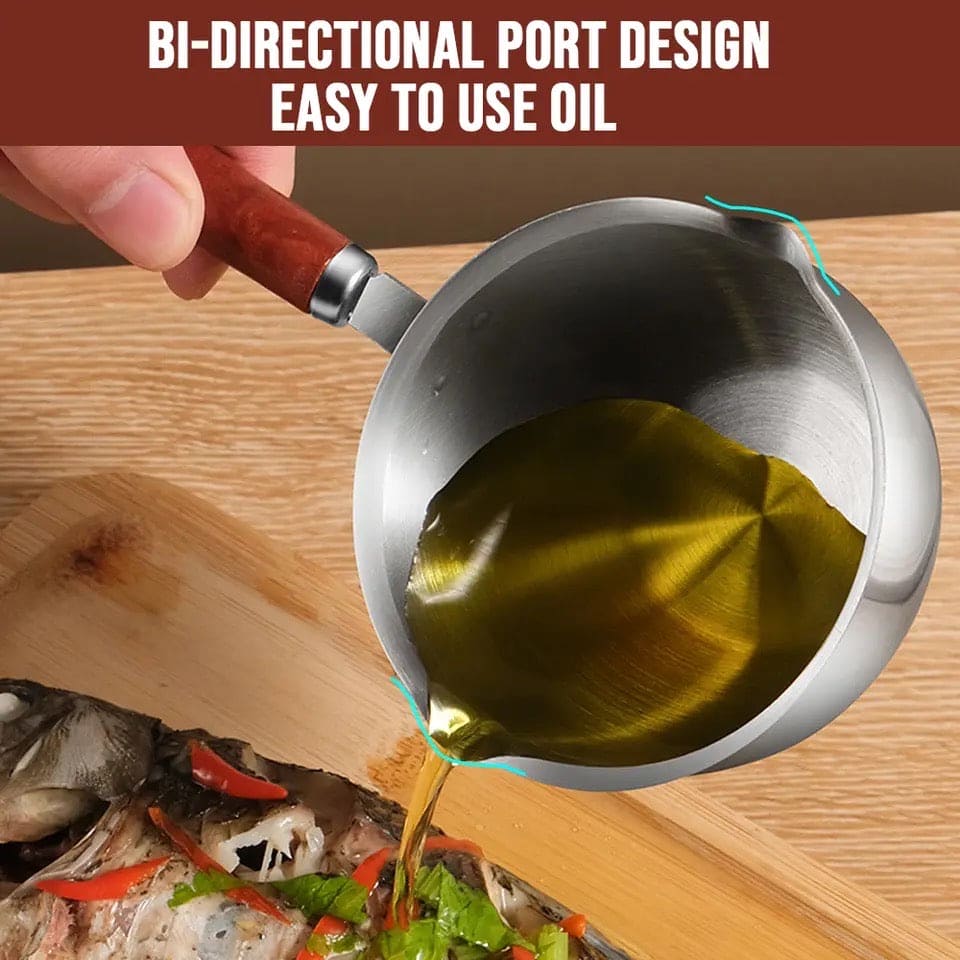 Stainless Steel Oil Splash Pot, Wooden Handle Mini Sauce Pan, Kitchen Cooking Seasoning Dripping Sauce Pan, Household Small Milk Pan, Multipurpose Home Kitchen Small Cooking Pot Butter Melting Pot