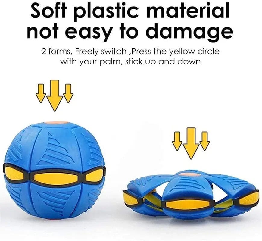 Magic Flying Saucer Ball, Outdoor Flat Throw Disc Ball, Foot Pressure Decompression Vent Ball, UFO Saucer Deformed Ball, Elastic Flying Saucer Toy for Kids, Frisbee Ball Dog Toy, Kids Playing Stomp Ball